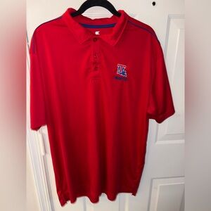 Louisiana Tech golf shirt Colosseum Red Polo Shirt with Blue Accents